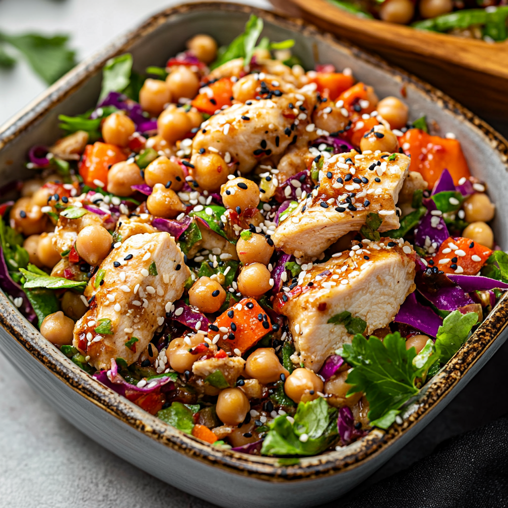 Sesame Chicken and Chickpea Salad